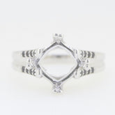 Sterling Silver Semi Mount Ring Setting Princess SQ 8x8mm Black Spinel White Topaz Syzjewelry